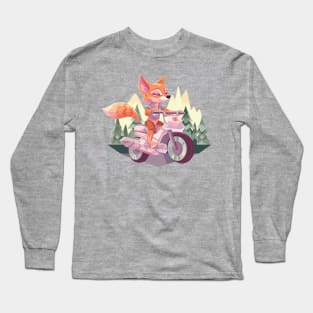 Cute Fox on a Motorcycle Ride Long Sleeve T-Shirt